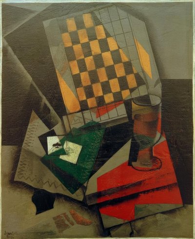 Checkerboard and Playing Cards by Juan Gris